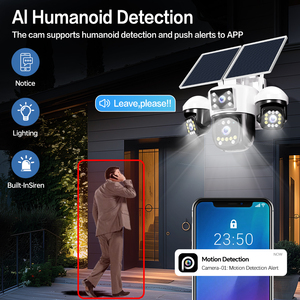 Cámara de Seguridad PTZ Solar de 12MP con 4 Lentes, Grabación 24/7, Resistente al Agua IP66, Visión Nocturna a Todo Color, Detección de Movimiento, Cámara para Exteriores - Product Image 4