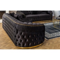 Canapé Chesterfield de luxe 3 places en velours italien capitonné, fourni par l'usine Winforce, pour salon, Turkiye.