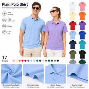 Polo unisexe uni 100% polyester 150G à manches courtes, tissu piqué respirant, couleur unie, design décontracté - Product Image 1
