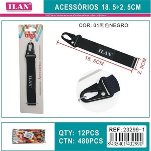 Portachiavi Ilan 18,5x2,5 cm in nylon nero con gancio in metallo per clip da abbigliamento - Product Image 3