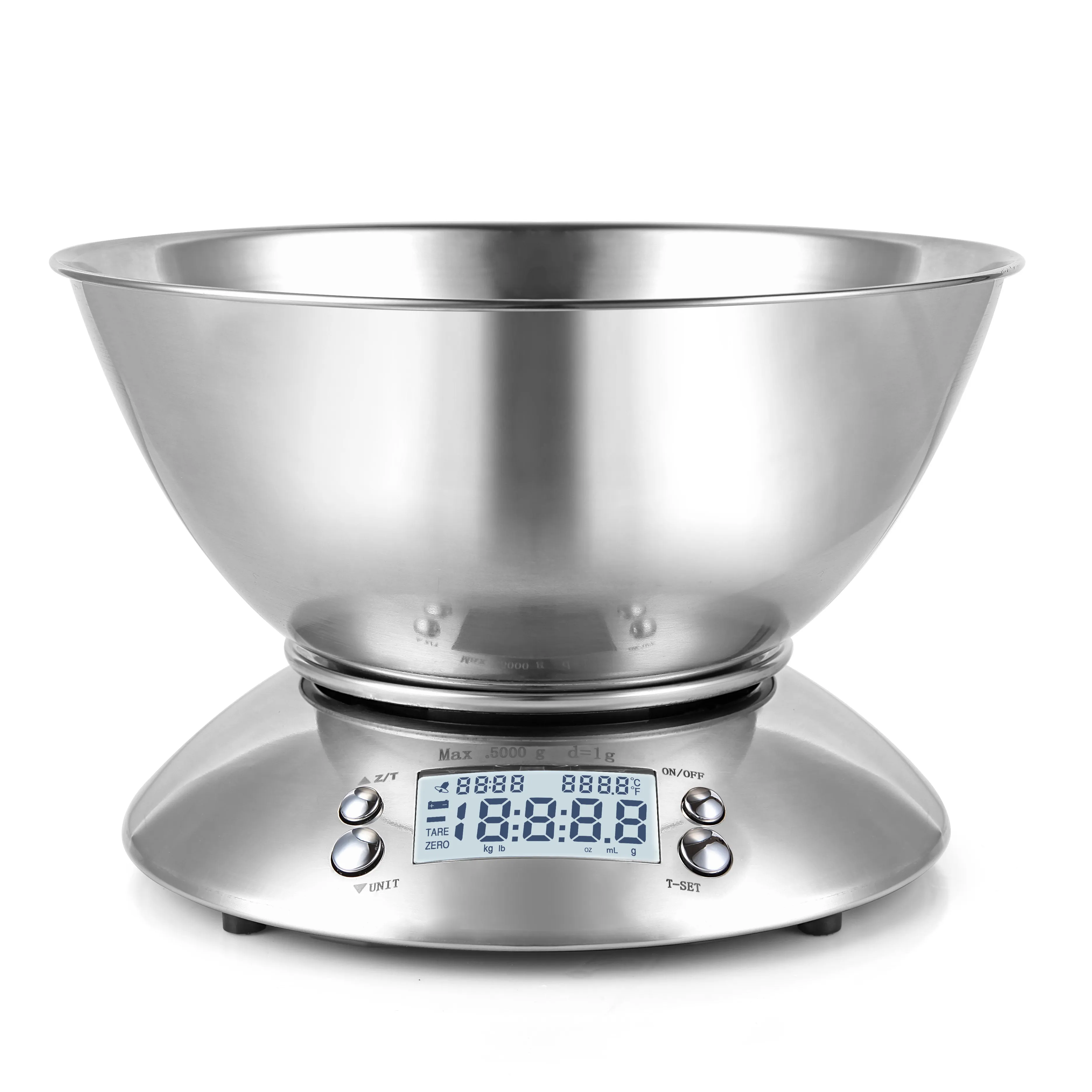 HYD 5กก.2L ชามสแตนเลสอิเล็กทรอนิกส์ดิจิตอลโภชนาการอาหาร Kitchen Scale