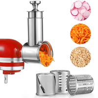Accessoire de cuisine FavorKit pour robot culinaire KitchenAid : râpe à fromage, trancheuse et hachoir en acier inoxydable, compatible lave-vaisselle