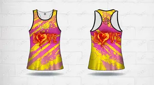 Custom Kleurrijke Regenboog Gradiënt Tie Dye Ontwerp Sport Running Gym Sublimatie Vrouwen Lady Singlets Tank Top Vest