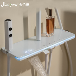 Jboyuan Shower Set With Piano Key Control Digital Display Tempered Glass Shelf Ambient Light Top Spray - Product Image 2