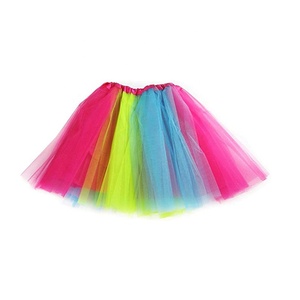 Décoration de fête tenue des années 80 femmes Cosplay 1980 adulte néon <span class=keywords><strong>Tutu</strong></span> jupes gants et collier - Product Image 2