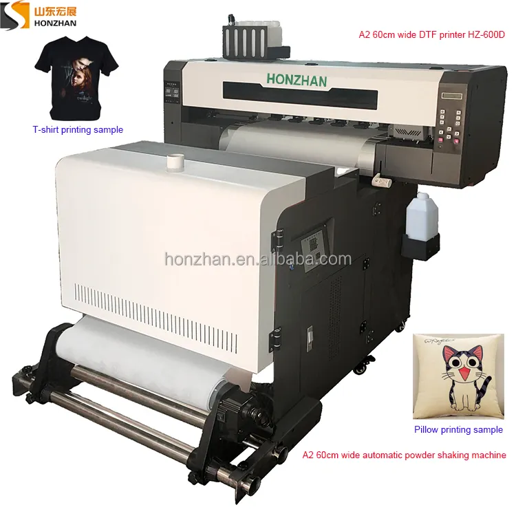 Hot sale A1 size DTF printer HZ-600D model 60cm width print size and automatic powder shaking machine