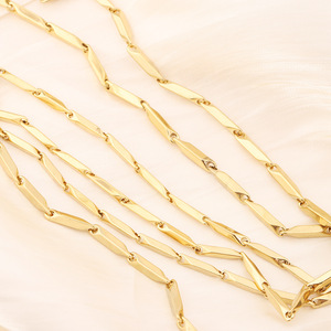 Collar unisex con cadena de barra en forma de diamante de acero inoxidable, 2,5mm, Color dorado, joyería de regalo H1637 - Product Image 4