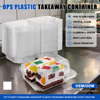 Vente en gros Boîte à dessert carrée en plastique OPS transparente avec couvercle à charnière pour emballage de tranches de gâteau, de salade et de bonbons