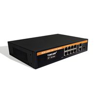 TINCAM OEM SKD Switch PoE Gigabit Inteligente de 8 Puertos, 2 Uplinks de 1000M, 1 SFP, 802.3 BT, Potencia de 200W, VLAN, Switch de Red para Cámaras IP CCTV
