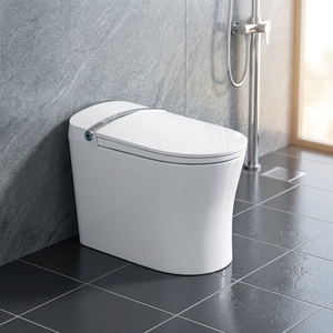 WC intelligent moderne multicolore à poser au sol, avec siège chauffant, double chasse d'eau, fonctionnement automatique et télécommande incluse - Product Image 1
