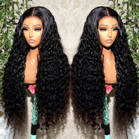 Perruque 13x4 en cheveux vierges Remy de 30-40 pouces avec dentelle, densité 180%, ondulations profondes/bouclées/ondulations aquatiques, cheveux de bébé et sans colle