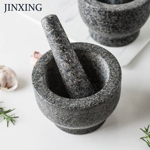 中国制造金星天然花岗岩小黑研钵和研杵石碗 -- 耐用的环保草药和香料工具 - Product Image 4