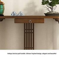 Honvidora Nouvelle table console de style chinois à plateau incurvé, design multifonctionnel, mobilier de maison en bambou d'inspiration antique
