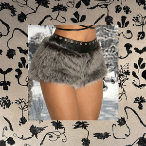 Eco Friendly Woven Velvet Faux <b>Fur</b> Plain Dyed Zipper Fly Mid Waist Women's Shorts - Product Image 3