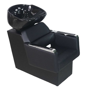 Mobilier de salon de coiffure au design moderne, bac à shampoing et chaise en cuir pour salon de beauté et barbier - Product Image 3