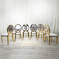 Sillas de Boda Doradas Europeas para Hotel, Cojín de Tela, Metal Dorado, Acero Inoxidable, Muebles para Sala de Estar, Villa, Eventos, Fiestas, Comedor