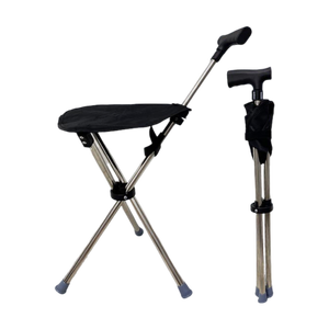 Trípode plegable ligero Bastón con asiento para ancianos Senderismo Silla de viaje Bastón cómodo para uso en movimiento - Product Image 1