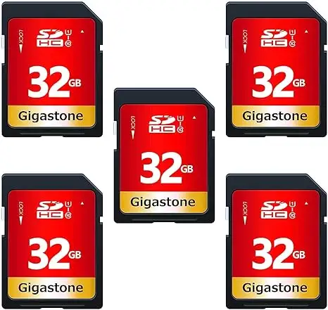 Paquete de 5 tarjetas SD Gigastone de 32GB, tarjeta de memoria U1 Clase 10, vídeo Full HD de alta velocidad, Pentax Kodak Olympus