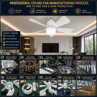 Nouvel arrivage E27 Ventilateur de plafond à moteur AC avec lumière LED, télécommande et 5 pales pour cuisine