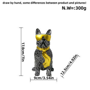 Ornements en résine faits à la main, colorés, motif bouledogue <span class=keywords><strong>français</strong></span>, décoration de bureau, salon, Nouvel An, Thanksgiving, vente en gros - Product Image 4