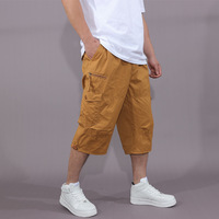 Shorts Cargo Décontractés Homme en Gros 100% Coton Genou Longueur Capri Ample Fin Multi-Poches Extérieur Sport Salopette Unie