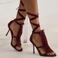 Nouvelles sandales de luxe à talons aiguilles pour femmes avec logo personnalisé et lacets