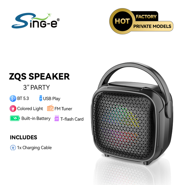 SING-E ZQS1343 Mini Blue Tooth Speaker with RGB LED Lighting Convenient USB Charging for Outdoor & Party Use Factory Special