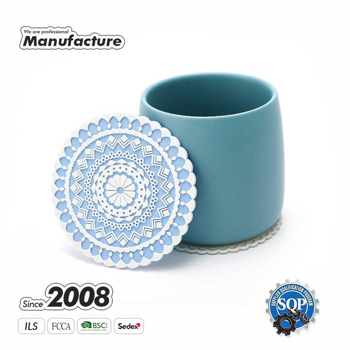 Teal Silicone Coasters with Logo Laser Etched Bulk Order 100 Count, Round or Square