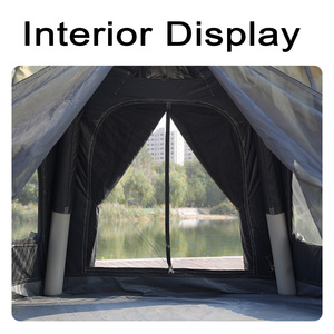 เต็นท์โดมพกพาเป่าลมสำหรับกลางแจ้ง POWERUP เส้นผ่านศูนย์กลาง 4.5 ม. สูง 2.5 ม. ผ้าอ๊อกซ์ฟอร์ดลายตารางสีน้ำตาลแบบเดคาทลอน กันน้ำ - Product Image 5