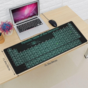 Alfombrilla de Ratón XL con Diseño de la <span class=keywords><strong>Tabla</strong></span> Periódica de los Elementos, Negra, Blanca y Verde, Base de Goma Antideslizante, Bordes Cosidos, para Juegos de PC, 31.5 x 11.8 Pulgadas - Product Image 2