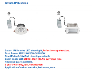 Dimmable Led Lights Dim to Warm Rond En Aluminium Éclairage Intérieur <span class=keywords><strong>Spot</strong></span> Down Light COB Puce Encastrée LED IP65 Downlight - Product Image 5