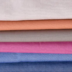 Toptan özel tasarım düz renk dokuma 65% Rayon 35% Polyester katı boyalı kumaşlar için elbise