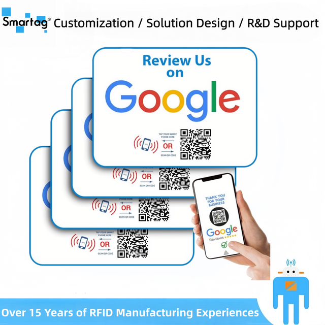 Smartag Mini Tag Waterproof NFC RFID Acrylic L-Shaped Google Review Card Stand