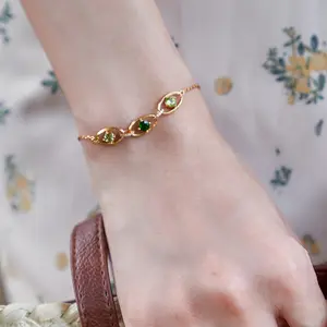 Natuna Luxury Jewelry Minimal Double Bracelets Silver Gold Silver Bracelet With Stone 14K Gold Plated Bangle For Women