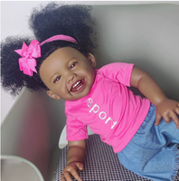 Poupée Reborn MILA de 24 pouces, peau foncée, réaliste, afro-américaine, simulation de bébé, jouet pour enfants, cadeau de collection