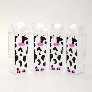 Vente en gros de bouteilles d'eau en plastique transparent réutilisables sans BPA de 500 ml et 1000 ml, personnalisées, en acrylique transparent, type boîte à lait - Product Image 5