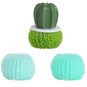 Nano fil d'acier Cactus brosse de nettoyage ménage cuisine dégradé poignée pour pot bol en pot soin des plantes - Product Image 6
