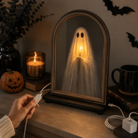 Miroir fantôme lumineux, décorations d'Halloween effrayantes, fournitures pour fête de maison hantée, ornement mural lumineux effrayant pour Halloween