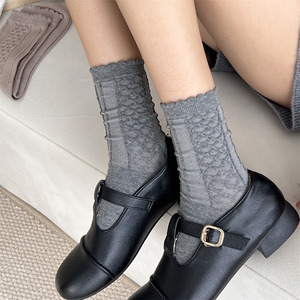 Women's Pure Cotton Mid-Calf <b>Socks</b> Seamless Breathable Solid Color Casual Style - Product Image 4
