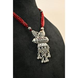 Ethnic 925 Silver Oxidised Jantar Tassel Beaded Necklace Natural Stone Inlay Women's Statement Jewelry Mala Style for Wedding - Product Image 4