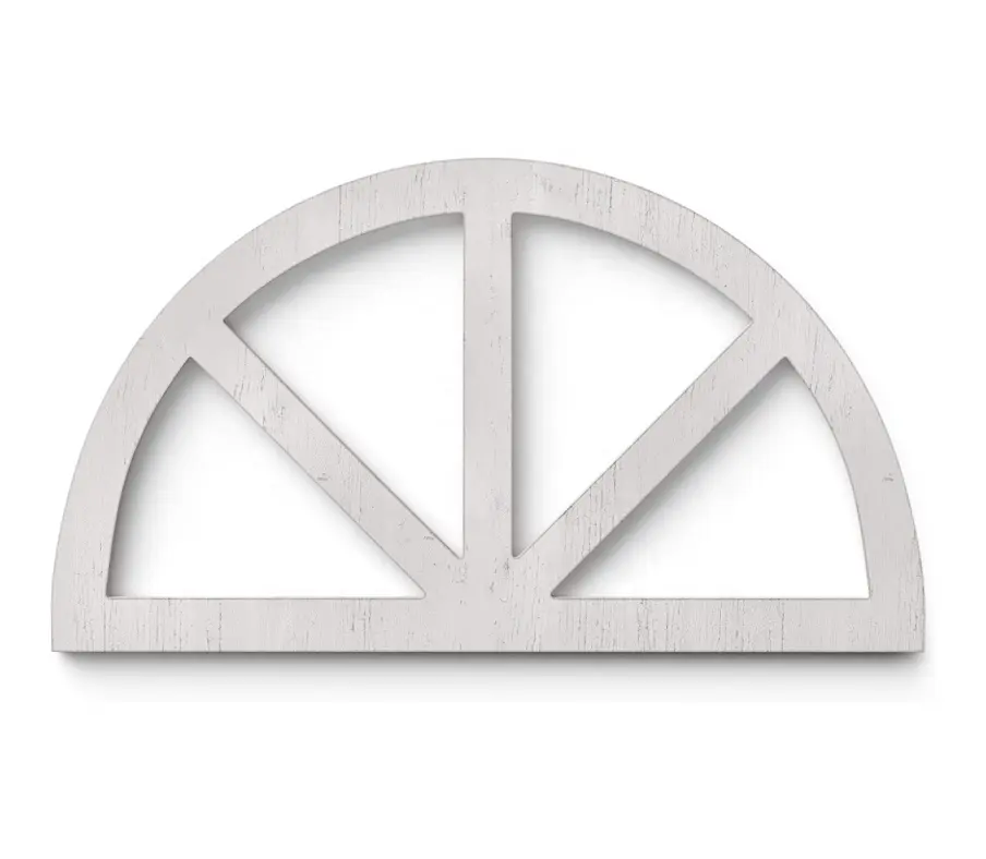 Wooden arched window frame decorations, white fan-shaped art home decoration crafts, suitable for church wall decoration