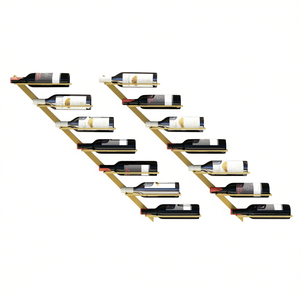 Estante para vino de metal dorado para montar en la pared, juego de 7 botellas, juego de 2 piezas, almacenamiento moderno para bar, diseño resistente al óxido - Product Image 1
