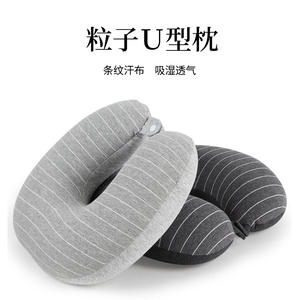 หมอนรองคอรูปตัวยู Flying Bear ขนาด 28x26x14 ซม. หมอนรองคอแบบพกพาสำหรับเดินทาง สีเทาอ่อนลายทาง ผ้าเจอร์ซีย์ สำหรับผู้ใหญ่ - Product Image 2