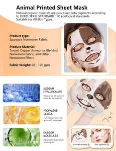 OEM Kundenspezifisch Bedruckte Lustige Niedliche Tiermuster-Maske für Frauen, Teenager und Kinder Hautpflege Gesichtsmaske Trockene Großpackung Gesichtspapiermaske Rohmaterial - Product Image 3