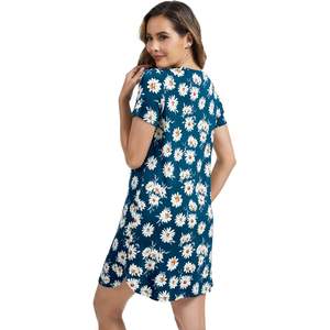 Chemise de nuit en viscose de bambou pour femme, manches courtes, douce, légère, décontractée, pour l'été, tailles S-XXL - Product Image 2