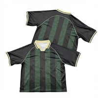 Maillot de football polo rayé vert et noir personnalisé avec passepoil, séchage rapide, respirant, en polyester, coupe oversize, style rétro