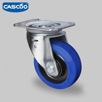 Roulettes industrielles pivotantes CASCOO de 4 pouces, roues en caoutchouc bleu pour flight case, état d'occasion, en nylon et caoutchouc élastique, capacité 200 kg