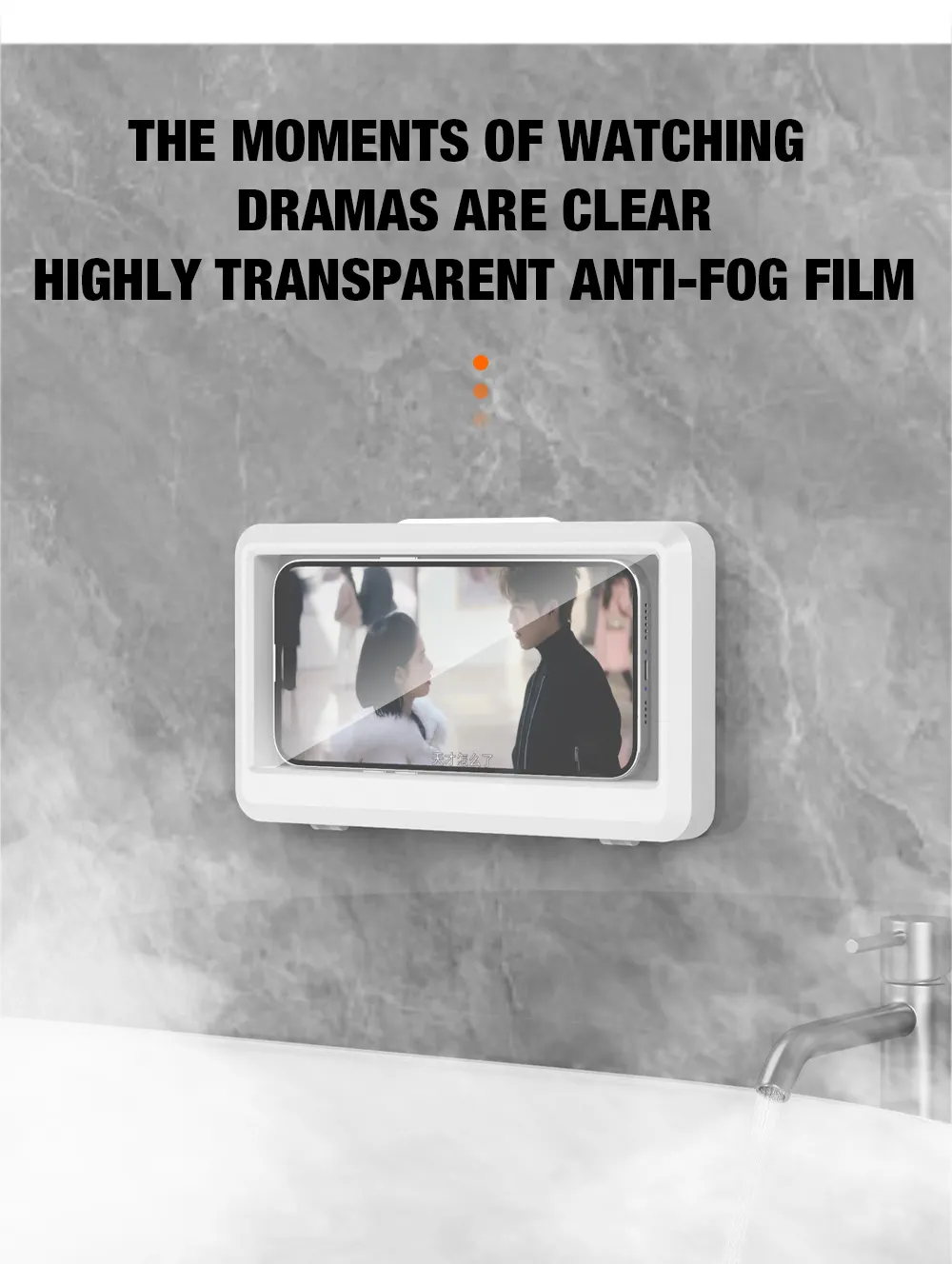 욕실 안티 김서림 스티커 벽걸이 대형 샤워 전화 홀더 방수 범용 360 도 회전 샤워 휴대 전화 스탠드