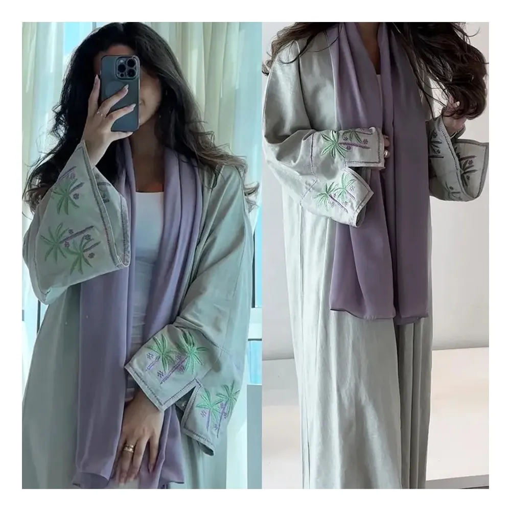 Nieuwe Dubai Kalkoen Oman Maroc Elegante Custom Kaftan Borduurwerk Bescheiden Jurk Dubai Abaya Vrouwen Moslim Jurk Open Kimonos Abaya