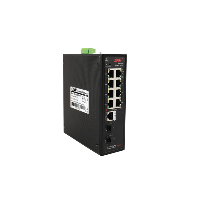 Full Gigabit Managed Industrial POE Switch 10 Port Industrial Fiber Switch for CCTV Cameras